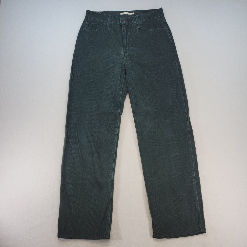 Levi's 94 Baggy Corduroy Pants Women 29 Green High Rise Wide Leg